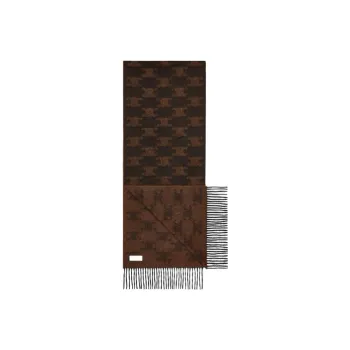 CELINE Fringed Scarf In Monogram Cashmere