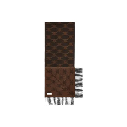 CELINE Fringed Scarf In Monogram Cashmere