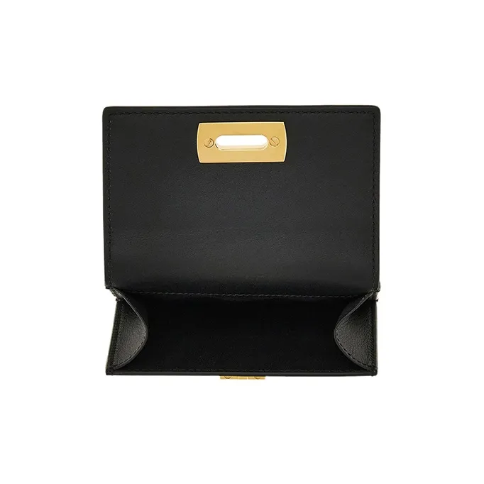 FERRAGAMO GANCINI Cow Leather Wallet Small Size Women's Black-4