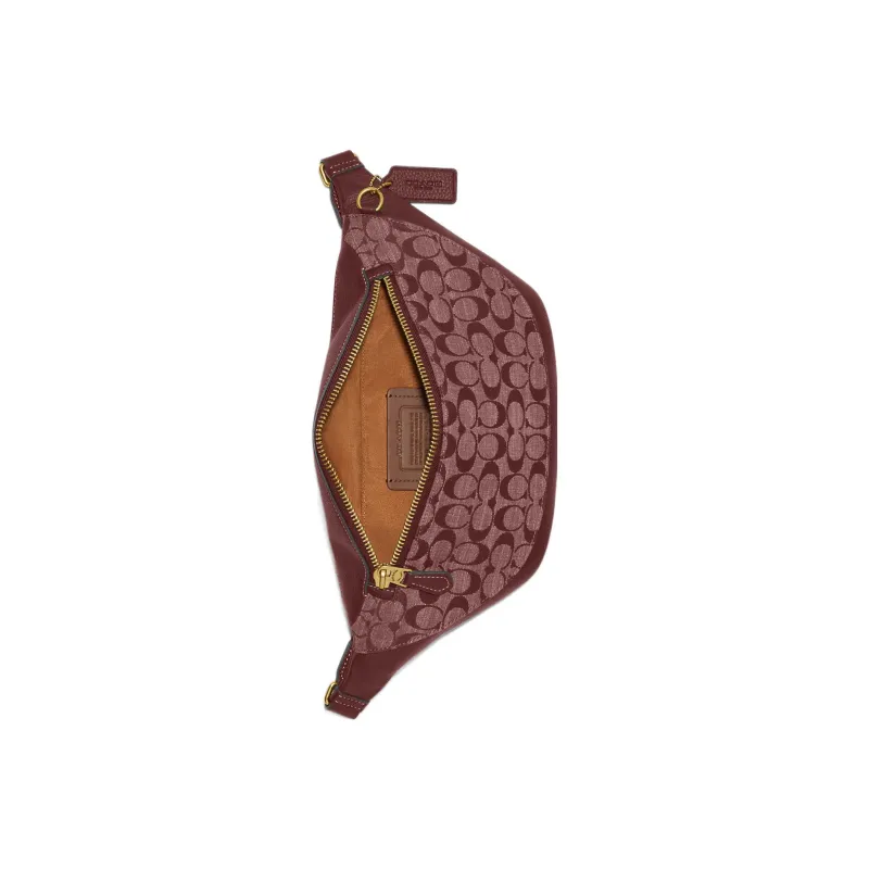 COACH Fabric With Cow Leather Shoulder Bag, Fanny Pack Tubas Women's Burgundy-2