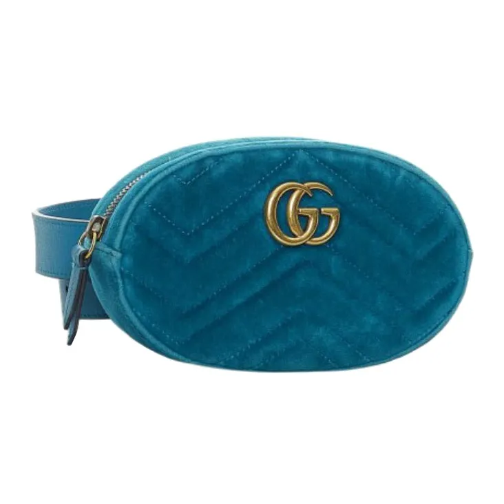 GUCCI GG Marmont Velvet Sling Bag Fanny Pack Women's Turquoise-1