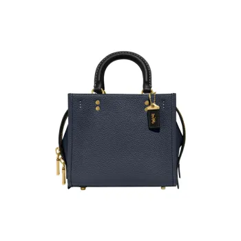 COACH Rogue Leather Handbag Shoulder Bag Crossbody Bag Small Size Women's Dark Denim Blue Color