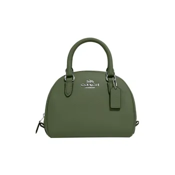 COACH Sydney Cross Grain Leather Handbag, Shoulder Bag, Crossbody Bag Trumpets Women's Olive Green