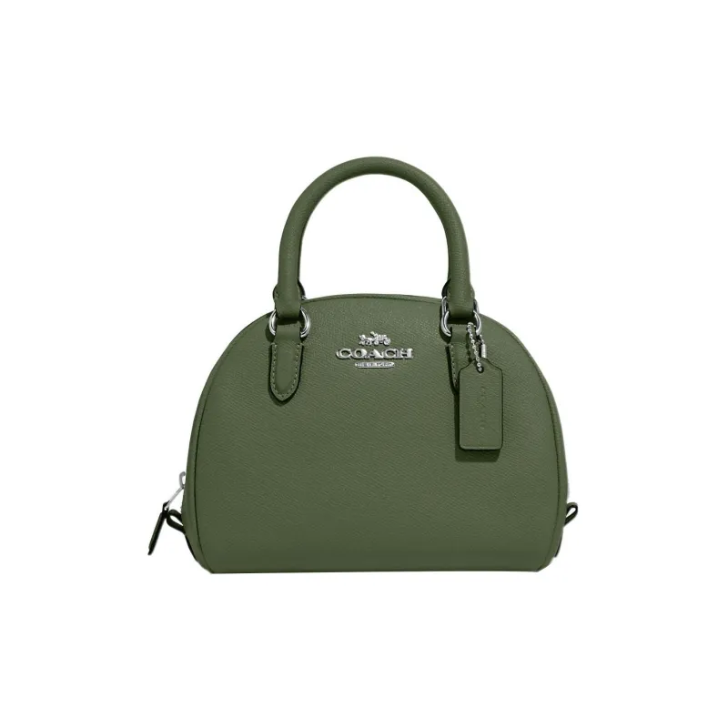 COACH Sydney Cross Grain Leather Handbag, Shoulder Bag, Crossbody Bag Trumpets Women's Olive Green-0