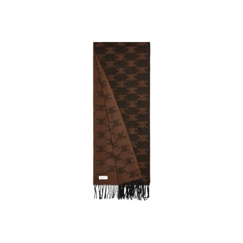 CELINE Fringed Scarf In Monogram Cashmere-1