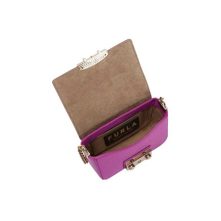 Furla Metropolis Collection Calfskin Small Square Bag Shoulder Bag Crossbody Bag Mini Women's Pink-3
