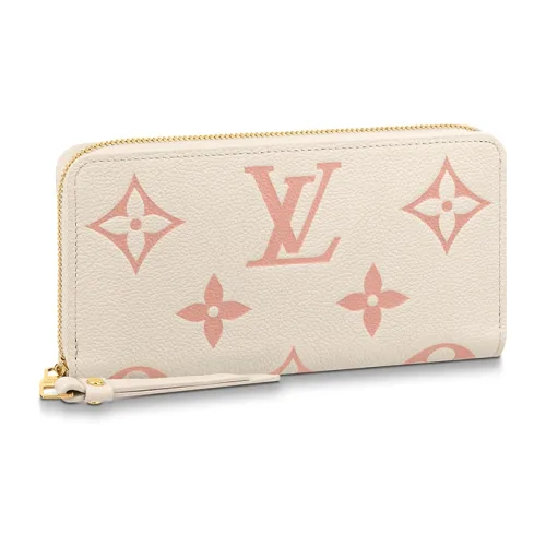 LOUIS VUITTON Zippy Soft Grained Cow Leather Card Holder Wallet Regular Women's Cream White/Pink