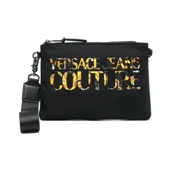 VERSACE JEANS COUTURE Polyester Wrist Bag Clutch Small Size Men's Black