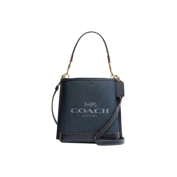COACH Mollie Denim With Leather Bucket Bags Handbags Shoulder Bag Crossbody Bag Small Size Women's Denim Blue