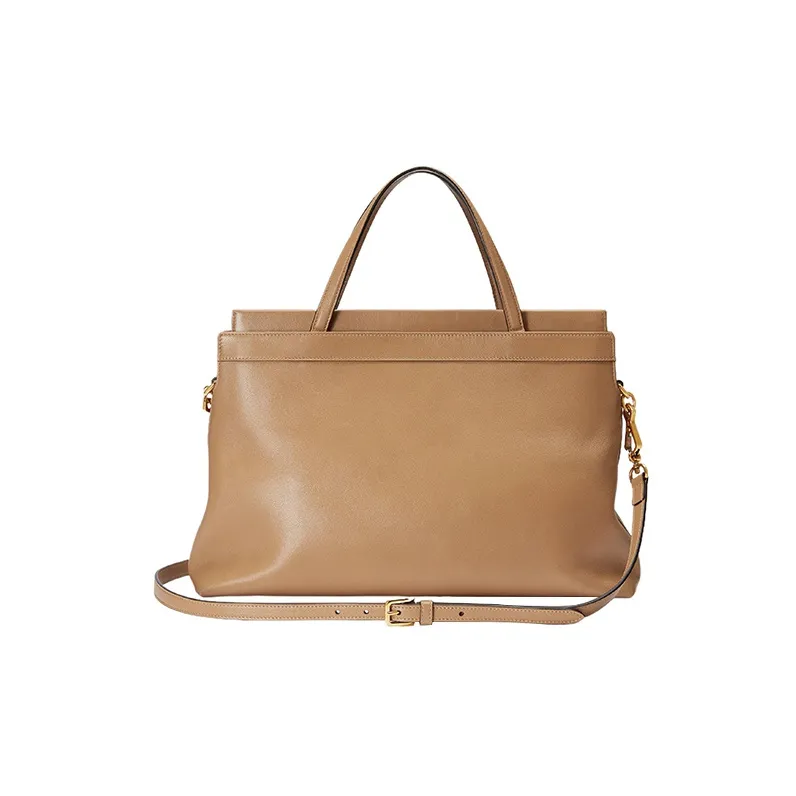 GUCCI Lambskin Tote Bag Shopping Bag Portable Crossbody Bag Shoulder Bag Women's Tan-3
