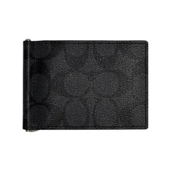 COACH Billfold Wallet Coated Canvas Wallet Mini Women's Black