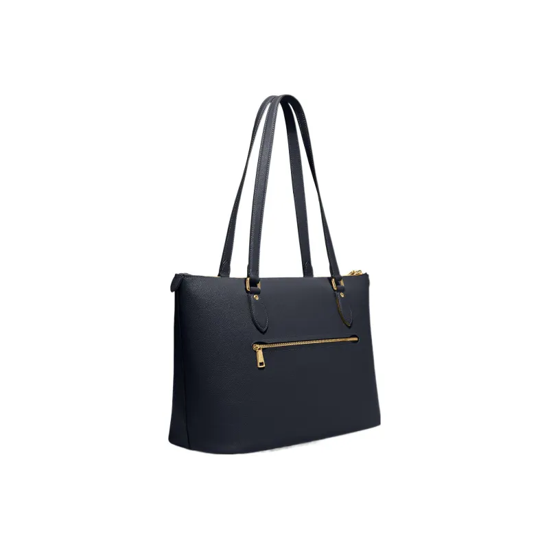 COACH Gallery Cross Stitch Leather Tote Bag Shopping Bag Handbag Shoulder Bag Large Size Women's Midnight Blue-1