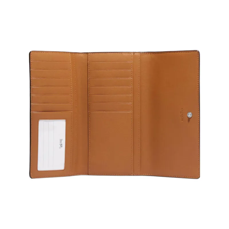 COACH Trifold Wallet Pebbled Leather Wallet Women's Beige-3