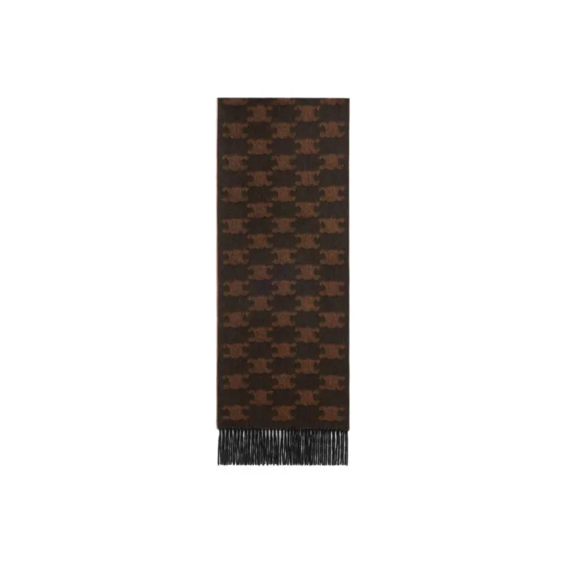 CELINE Fringed Scarf In Monogram Cashmere-2