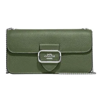 COACH Morgan Pebbled Leather Shoulder Bag Crossbody Bag Small Size Women's Olive Green