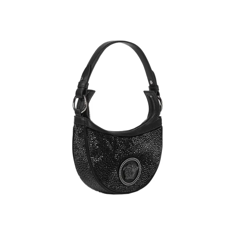 VERSACE La Medusa Mulberry Silk With Lambskin Detail Handbag Mini Women's Black-2