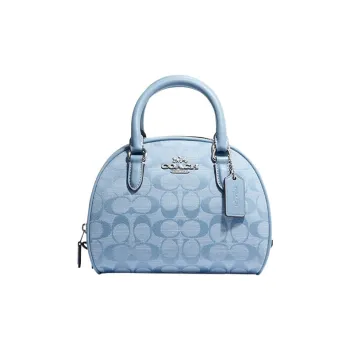 COACH Sydney Canvas With Leather Shoulder Bag Crossbody Bag Handbags Small Size Women's Light Blue