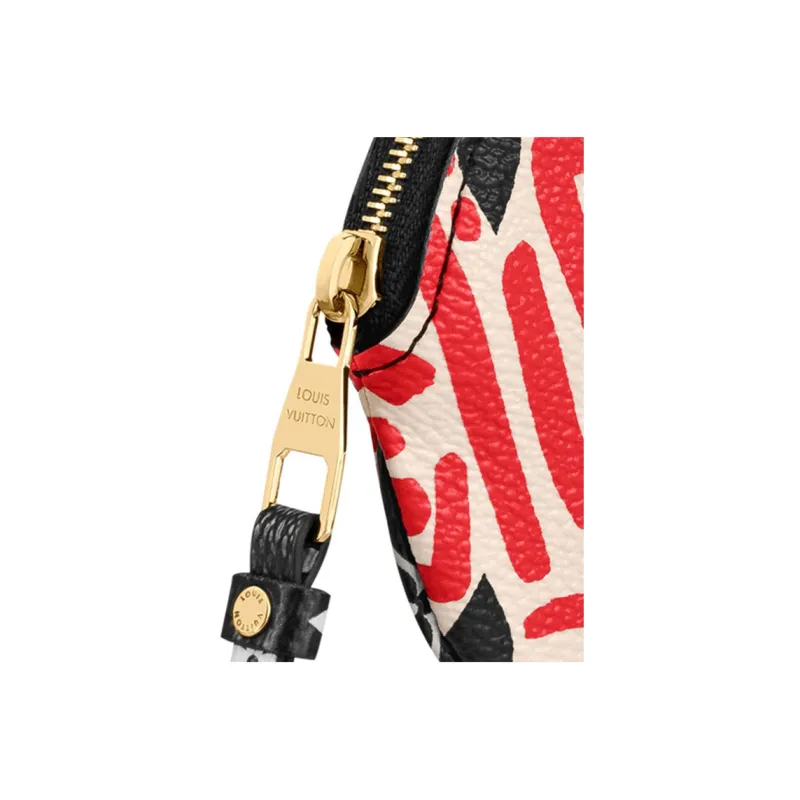 LOUIS VUITTON Crafty Round Coin Purse Cream/Red-4