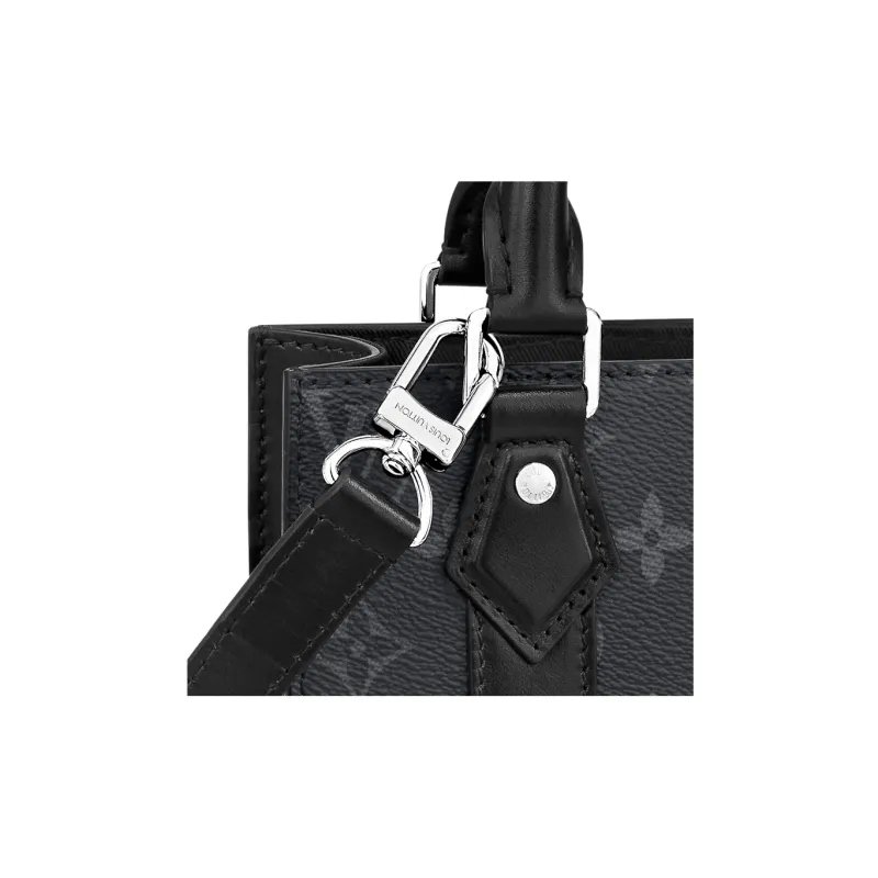 LOUIS VUITTON Sac Plat Coated Canvas Sheet Music Bag, Handbag, Shoulder Bag, Crossbody Bag Mini Men's Black-4