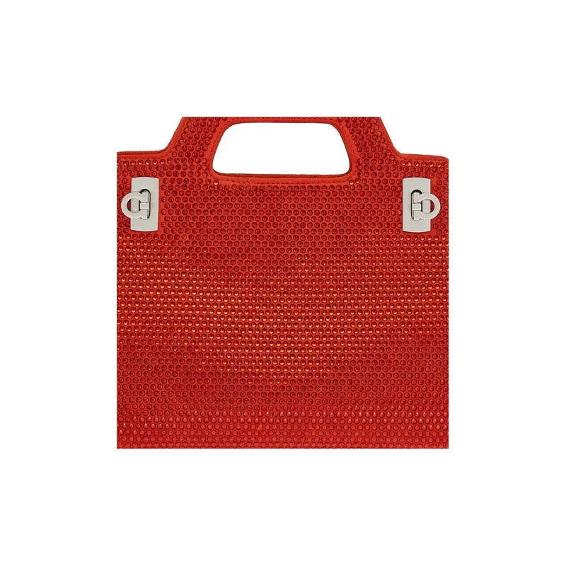FERRAGAMO Leather Shoulder Bag Crossbody Bag Handbag Mini Women's Red-4