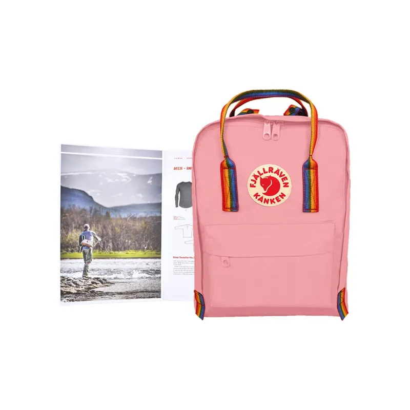 Fjallraven Polyester Rainbow Backpack Medium Size Unisex Pink/Rainbow Webbing-4