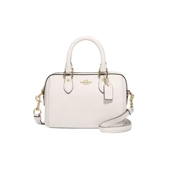 COACH Rowan Cross Stitch Leather Handbags Shoulder Bag Crossbody Bag Small Size Women's White