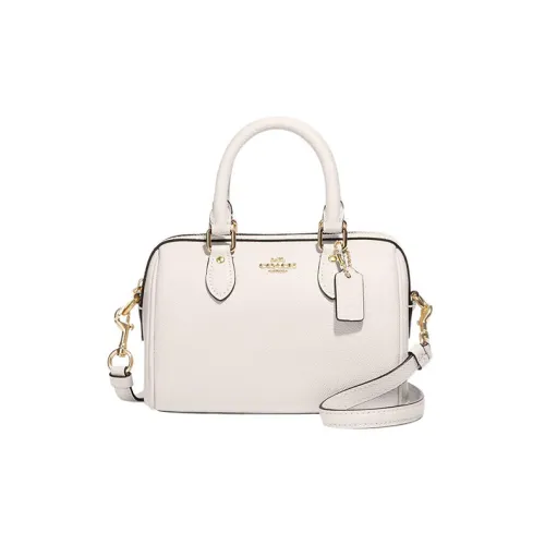 COACH Rowan Cross Stitch Leather Handbags Shoulder Bag Crossbody Bag Small Size Women's White