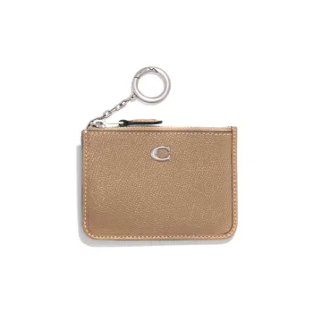 COACH Mini Id Skinny Twill Leather Card Holder Mini Women's Brown