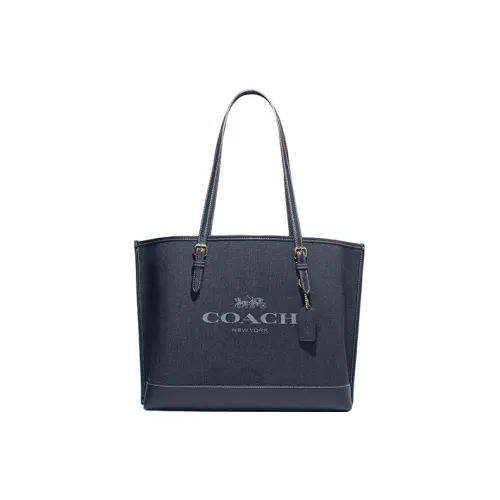 COACH Mollie Denim With Leather Twister Bag Shopping Bag Handbag Shoulder Bag Large Size Women's Denim Blue