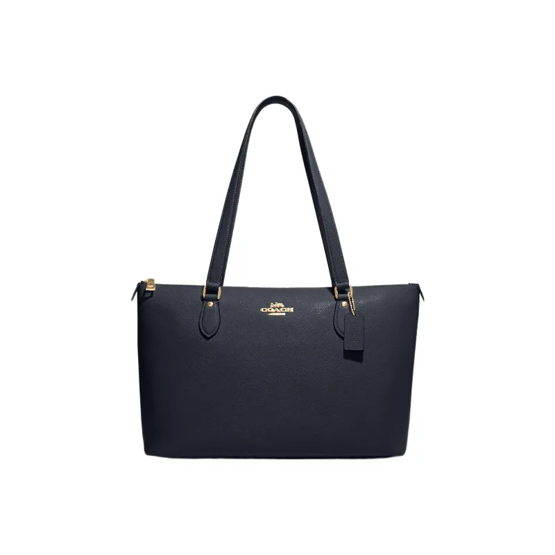 COACH Gallery Cross Stitch Leather Tote Bag Shopping Bag Handbag Shoulder Bag Large Size Women's Midnight Blue-0
