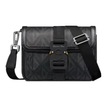 DIOR Hit The Road Canvas With Smooth Cow Leather Handheld Shoulder Bag, Crossbody Bag Mini Men's Black