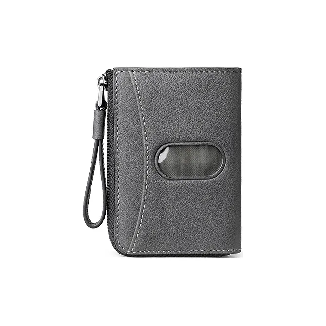 Jeep Cow Leather Card Holder Key Pouch Money Clip Regular Men's Gray-4