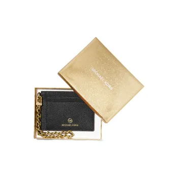 MICHAEL KORS Leather Business Card Holder, Wallet, Card Holder Trumpets Women's Black