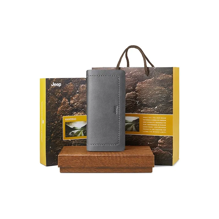 Jeep Cow Leather Card Holder Wallet Regular Men's Gray-0