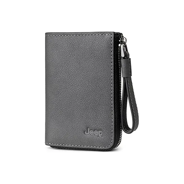 Jeep Cow Leather Card Holder Key Pouch Money Clip Regular Men's Gray-2