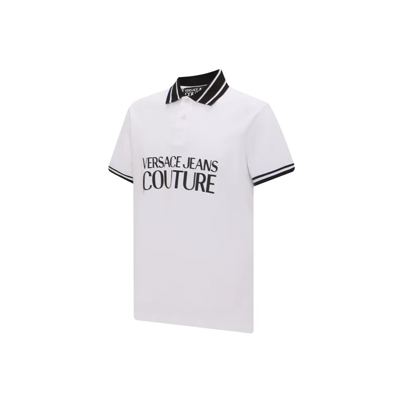 VERSACE JEANS COUTURE Men Logo-Print Cotton Polo Shirt White-2