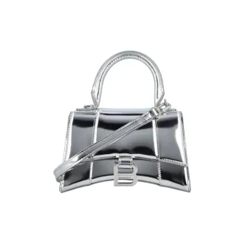 Balenciaga Hourglass Calfskin Crossbody One Shoulder Handbag Extra Small Women's Silver