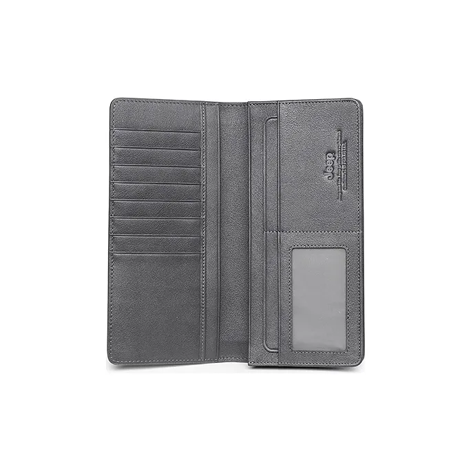 Jeep Cow Leather Card Holder Wallet Regular Men's Gray-4