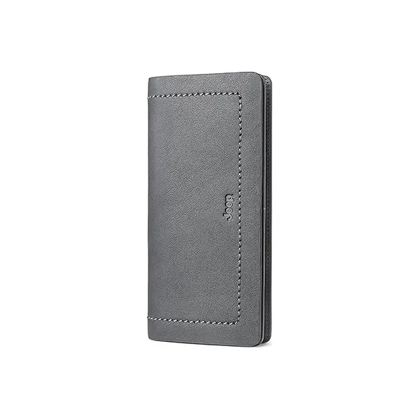 Jeep Cow Leather Card Holder Wallet Regular Men's Gray-3