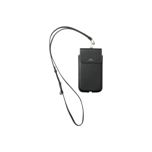 A.P.C Vegetable Tanned Leather Phone Case And Cell Phone Pouch Men's Black