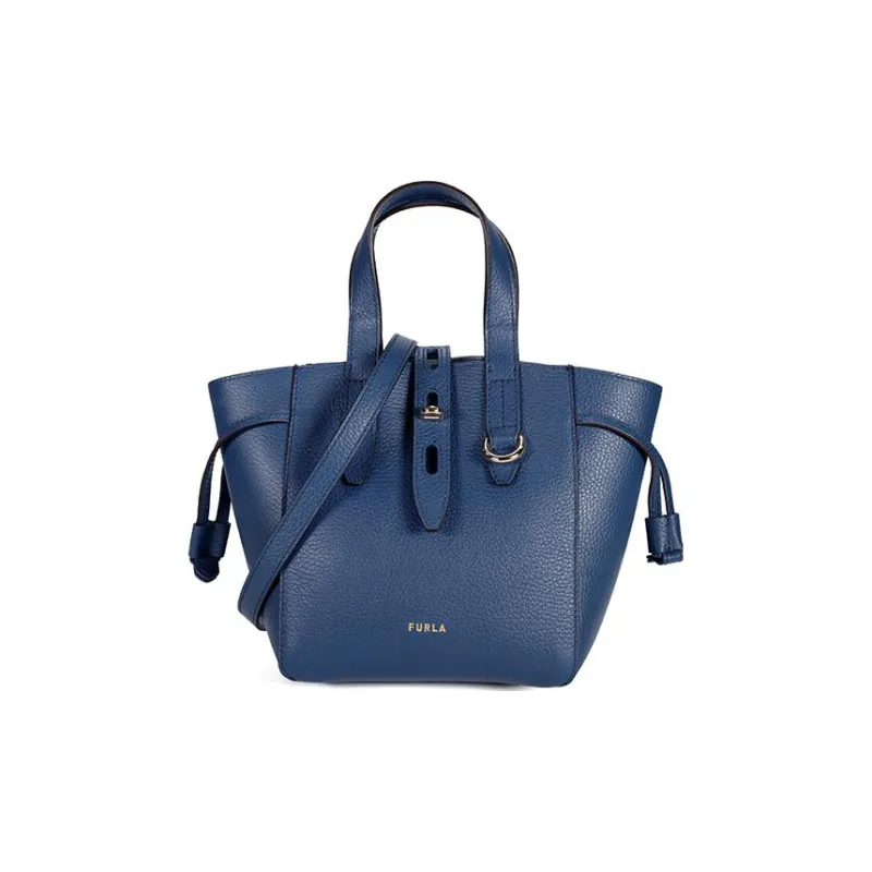 Furla Net Collection Cow Leather Tote Bag Shopping Bag Shoulder Bag Crossbody Bag Handbag Mini Women's Marine Blue-0