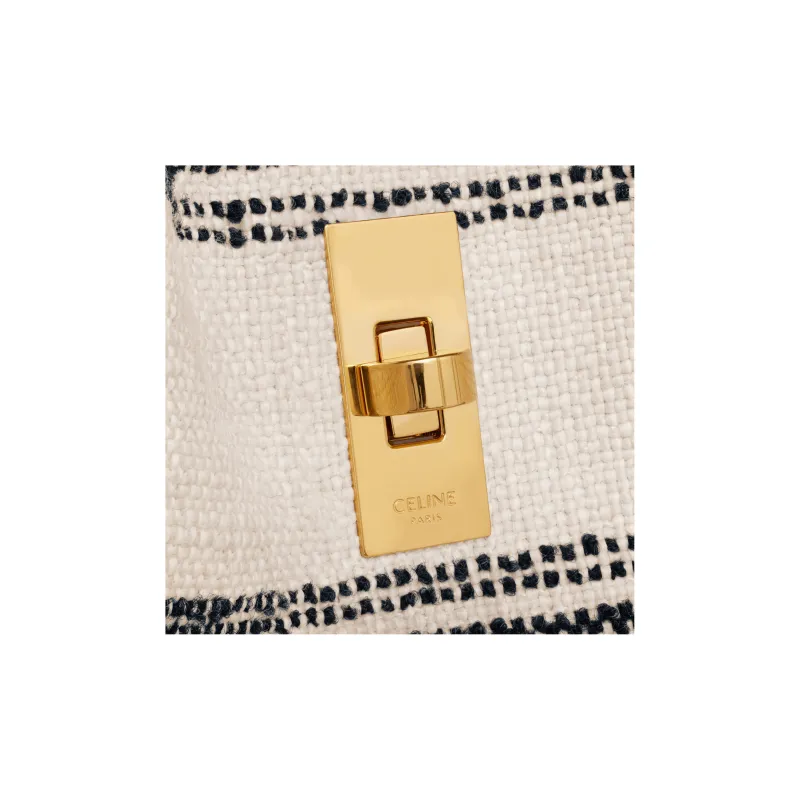 CELINE TEEN BUCKET Fabric And Cow Leather Bucket Bags Shoulder Bag Crossbody Bag Handbags Regular Women's White/Black-3