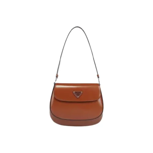 PRADA Cleo Shiny Leather Shoulder Bag Crossbody Bag Women's Dark Brown