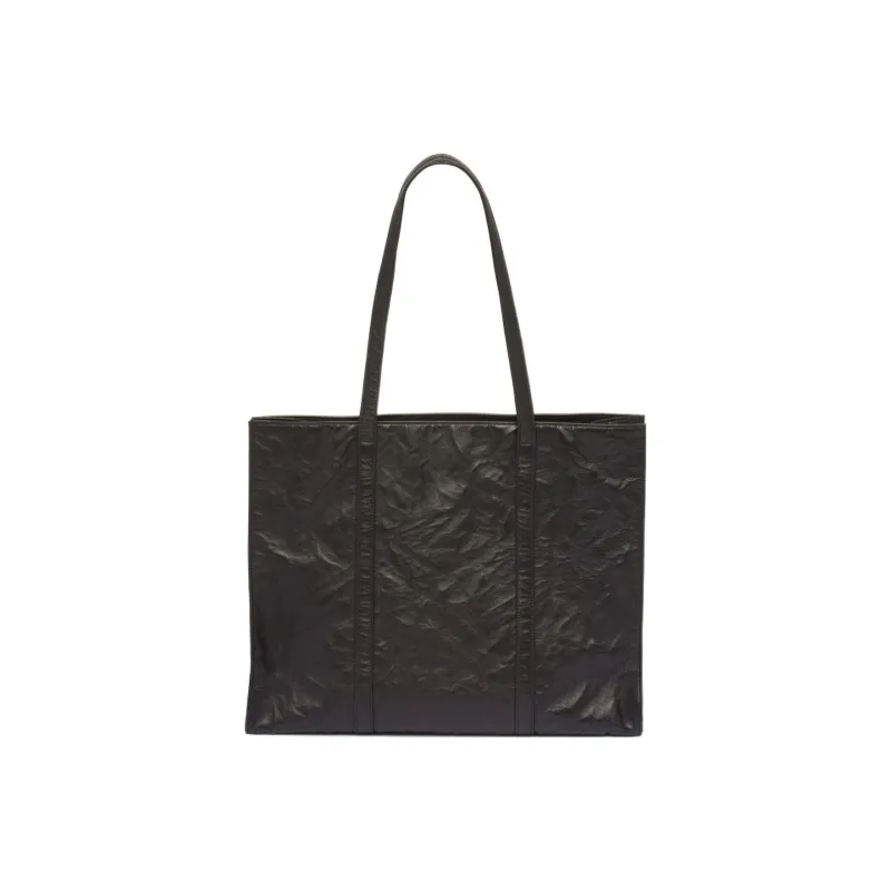 PRADA Large Antique Nappa Leather Tote Black-1