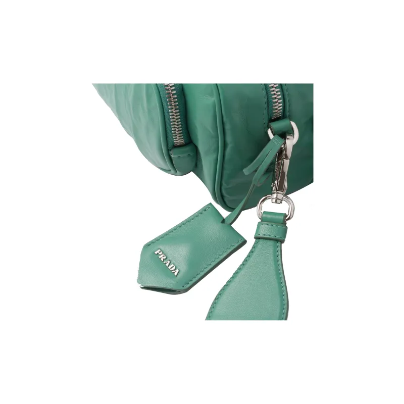 PRADA Soft Sheep Leather Crossbody Bag Shoulder Bag Women's Gray Green-5