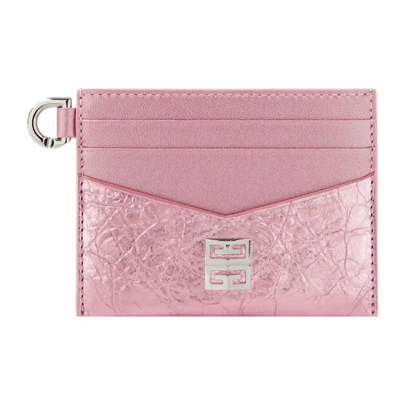 Givenchy Layered Leather Card Holder Women's Pink-0