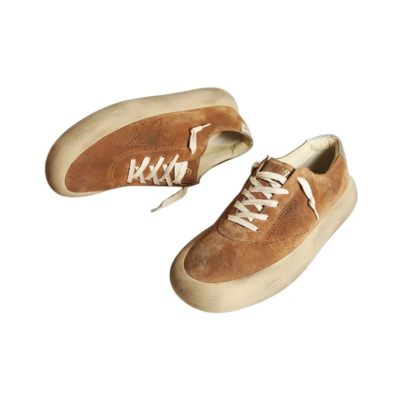 Golden Goose Space Star Stylish Skateboarding Shoes Men's Brown Vintage Version-2