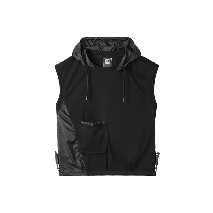 NORVINCY Breathable Solid Color 100% Cotton Sleeveless Hooded T Shirt Unisex-0