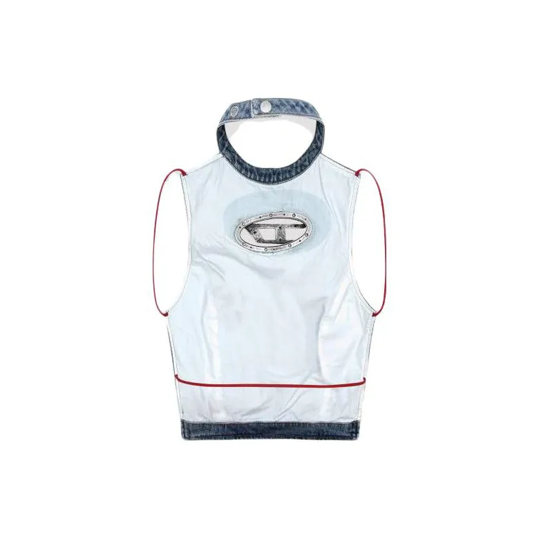 DIESEL Thea Fringes D Logo Denim Top 'Blue'-1