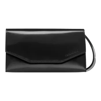 FERRAGAMO Shiny Cow Leather Eveningwear Bag, One Shoulder Crossbody Clutch Mini Men's Black
